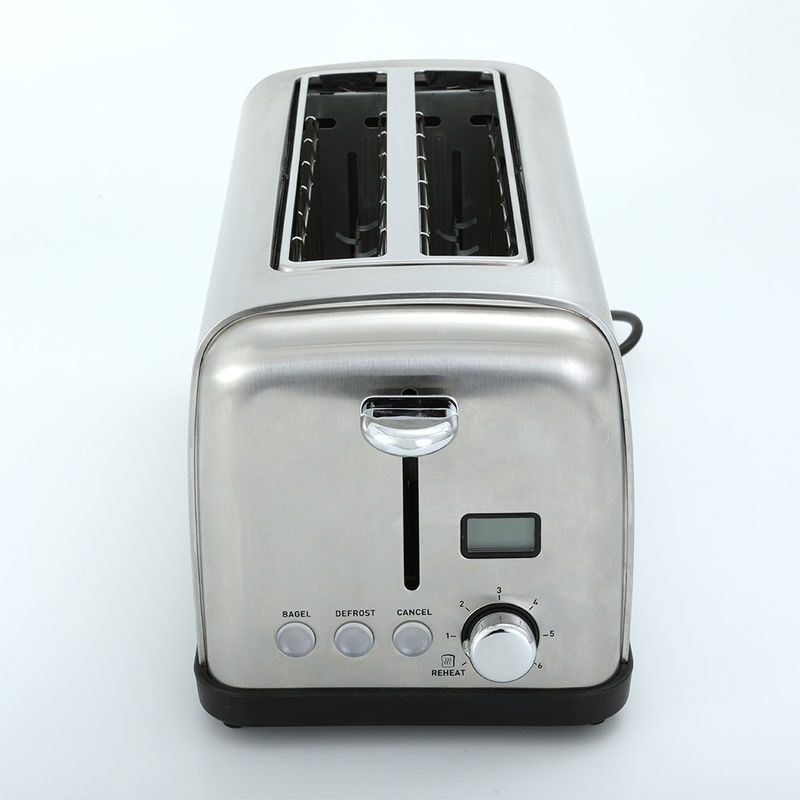 6 Brot-Toasters des Zeit-Einstellungs-Edelstahl-Stahltoaster des langen zwei Scheiben-Toasters 1400W 120V