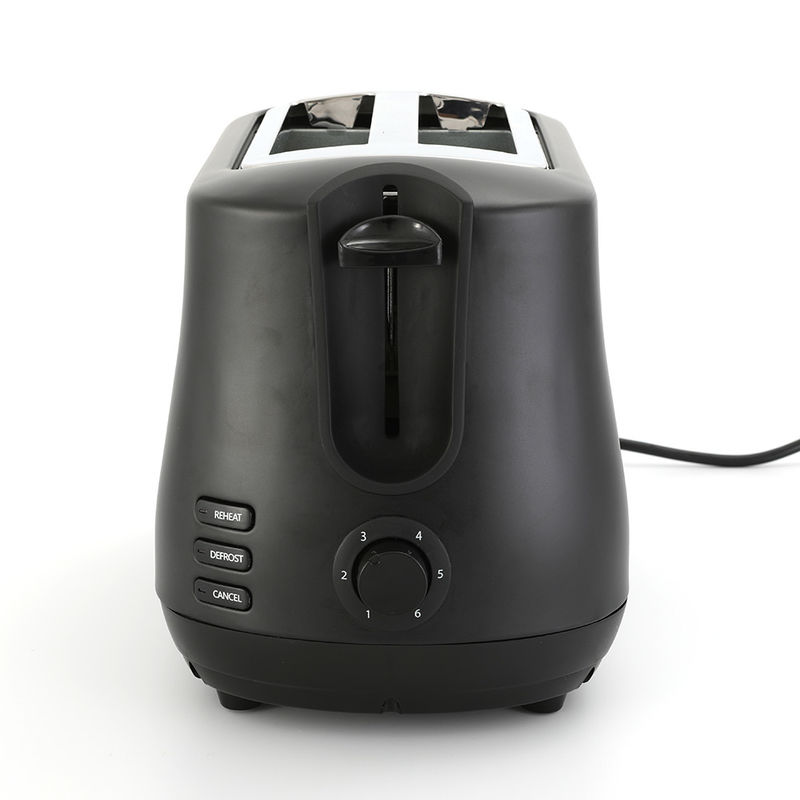 Schwarzer Breitplatz 2 Scheiben Toaster mit Pop-Up-Wiedererhitzung Auftauen Funktionen 6-Schatten-Steuerung Toaster