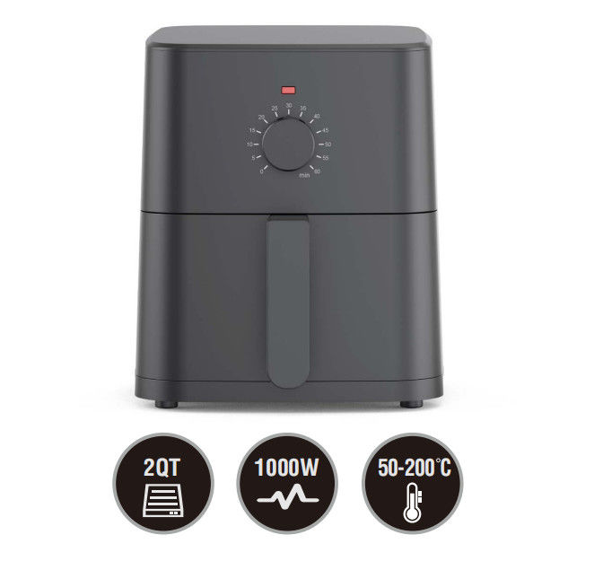 OEM 2QT Elektrische Luftfriture mit sicherem Überhitzungsschutz 1000W Heißluftfriture für die Küche