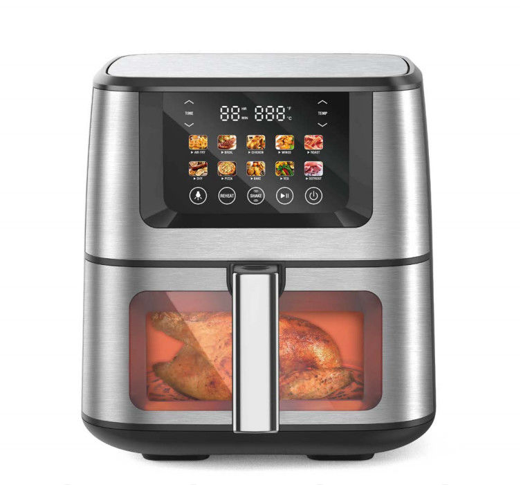 Entdecken Sie die 8QT Edelstahl-Luftfritter mit Touch Control, 200°C Max-Temperatur und 10 voreingestellten Menüs!
